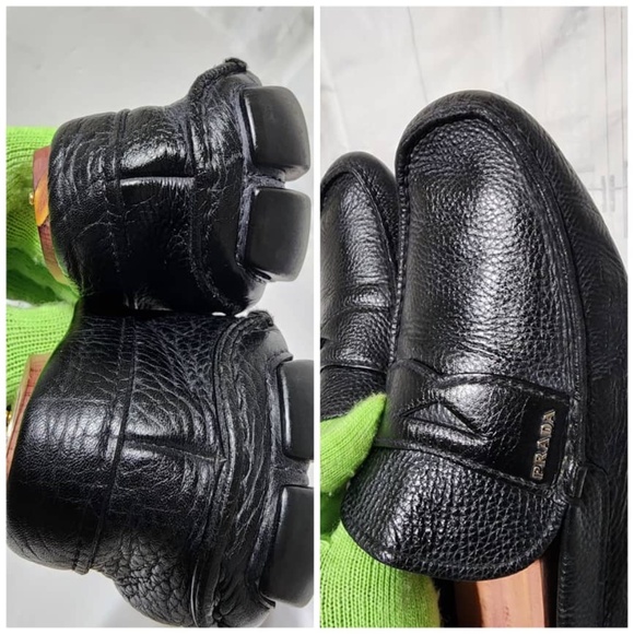 Authentic Prada Leather Slip On Loafers Black Size10 - Picture 12 of 15